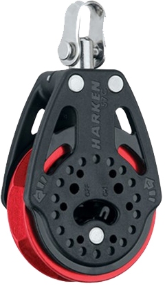 Blok 57mm T2 Carbo Red skraldeblok m. svivel manuel Harken Blok 57mm T2 Carbo Red skraldeblok m. svivel manuel Harken