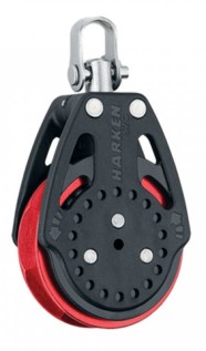 Blok 57mm T2 Carbo Red skraldeblok m. svivel auto Harken Blok 57mm T2 Carbo Red skraldeblok m. svivel auto Harken